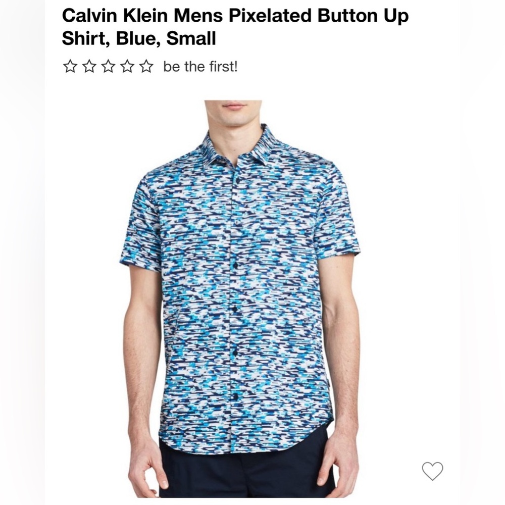 Calvin Klein Blue and White Casual Button Down Collared Shirt Causal Large